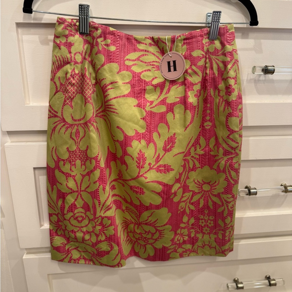 High-Contrast Floral Midi Skirt in Pink & Lime - Picture 1 of 4